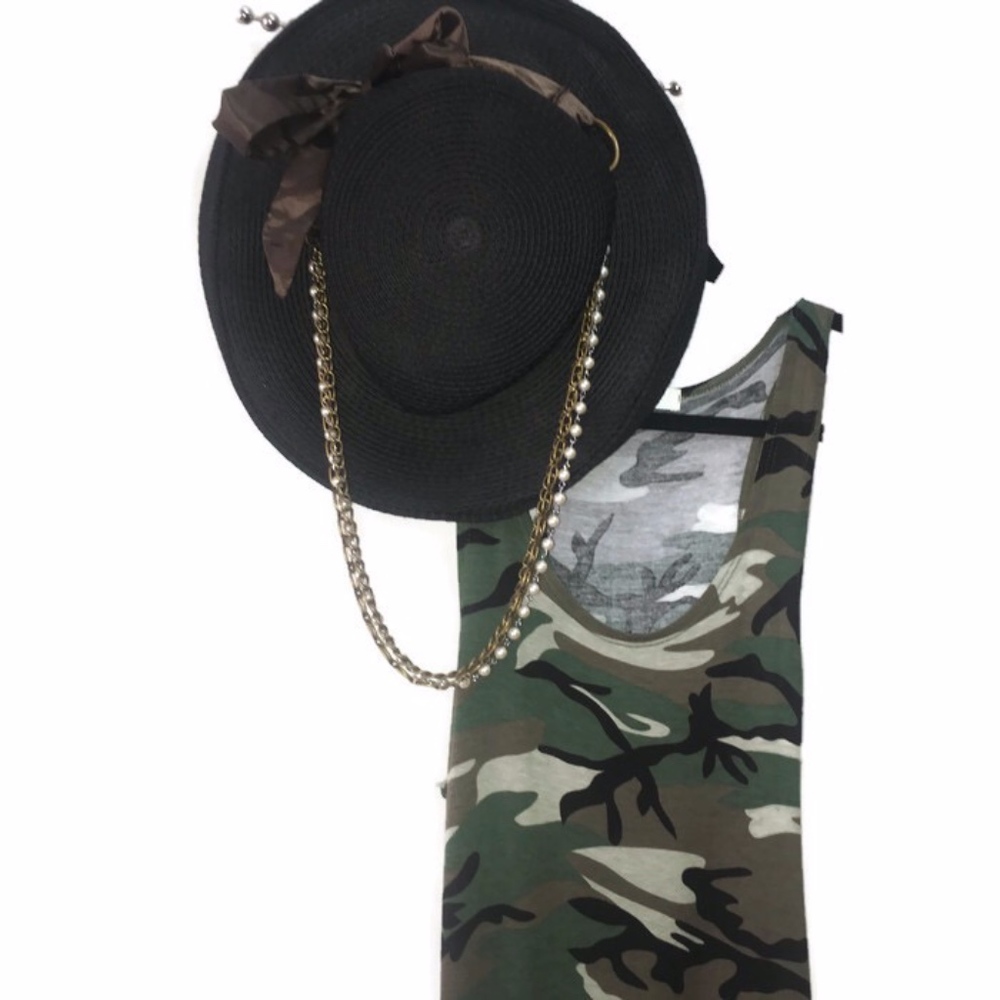 Asymmetrical Racerback Camouflage Maxi Dress - Picture 2 of 7
